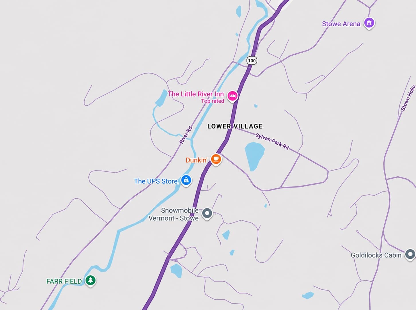 Map of Stowe, Vermont